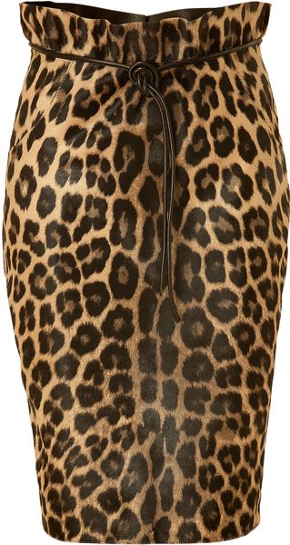 Valentino  Print Calf Hair Skirt in Beige (natural) - Lyst