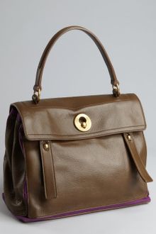Yves Saint Laurent  Calfskin and Canvas Muse Two Satchel - Lyst