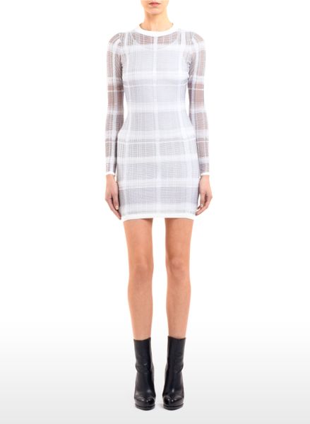 Alexander Wang Trompe Loeil Plaid Long Sleeve Dress with Slip in White (chalk and ink) - Lyst