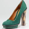 Fendi Inlayheel Suede Platform Pump in Green (black) - Lyst