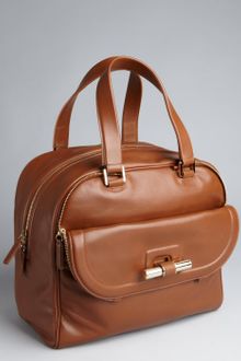 Jimmy Choo Tan Leather Justine Slide Bar Satchel - Lyst
