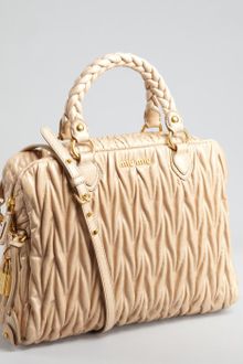 Miu Miu Powder Gaufre Pleated Leather Small Convertible Bag - Lyst