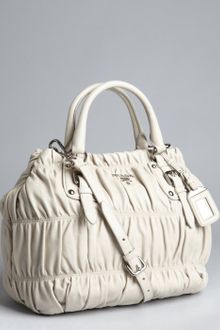 Prada Grey Gaufre Pleated Leather Bowler Bag - Lyst