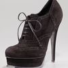 Yves Saint Laurent Tribute Laceup Suede Bootie Black in Black - Lyst