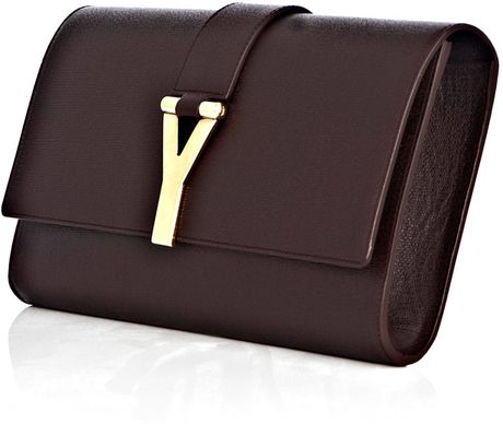 Yves Saint Laurent Chyc Grainedleather Clutch in Brown (burgundy) - Lyst