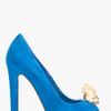 Alexander Mcqueen Blue Suede Skull Pumps in Blue - Lyst
