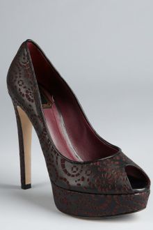 Dior Bordeaux and Black Laser Cut Black Leather Miss Dior Platform Peep Toe Pumps - Lyst