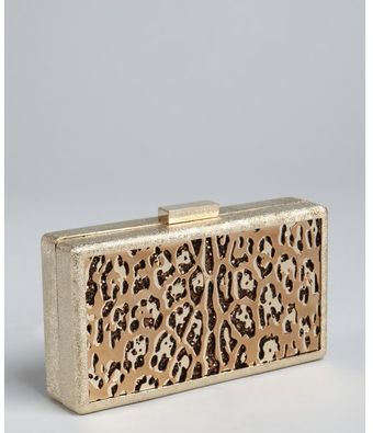 Jimmy Choo Gold Metal and Crystals Leopard Print Cutout Minaudiere Clutch - Lyst