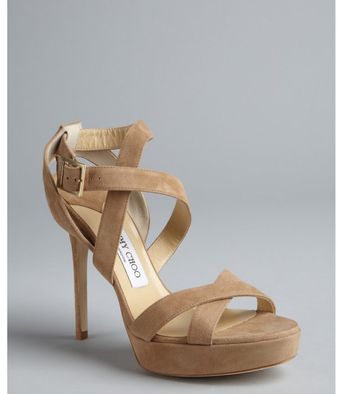 Jimmy Choo Nude Suede Vamp Platform Sandals - Lyst