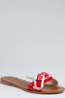Prada Red Patent Leather Lips and Cigarette Flat Sandals - Lyst