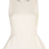 Topshop Embellished Collar Peplum Top in White (ivory) - Lyst