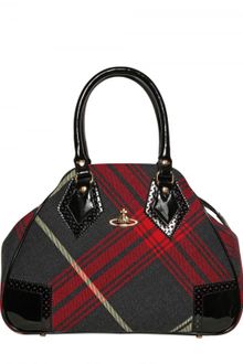 Vivienne Westwood Logo Plaque Tartan Broguing Top Handle - Lyst