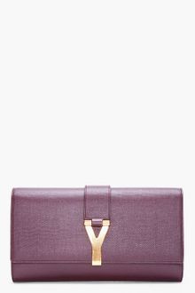Yves Saint Laurent Large Dark Aubergine Chyc Clutch - Lyst