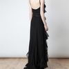 Nina Ricci Belted Ruffle Silk Gown in Black - Lyst