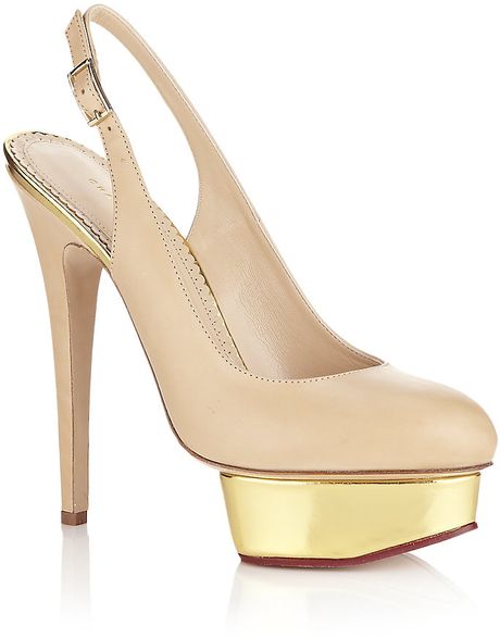 Charlotte Olympia Dolly Leather Slingback in Beige (nude) - Lyst