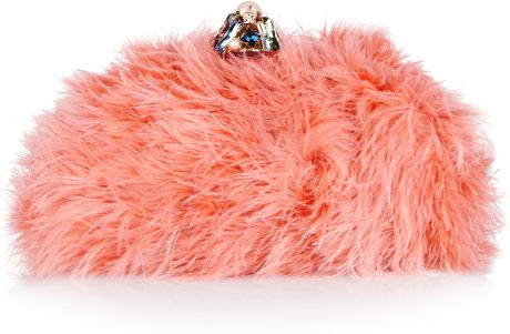 Dolce & Gabbana JewelClasp Feather Clutch in Orange (papaya) - Lyst
