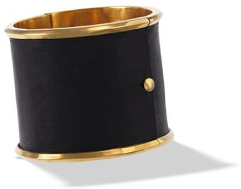 House Of Harlow Hinged Cuff With Black Leather - Lyst