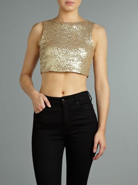 cropped sequin top