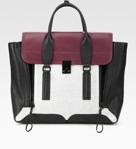 3.1 Phillip Lim Pashli Colorblock Satchel in Purple (black) - Lyst
