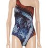 Balmain Printed Oneshoulder Swimsuit in Blue (navy) - Lyst