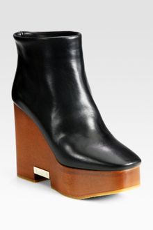Chloé Leather Wooden Wedge Ankle Boots - Lyst