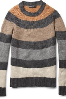 Dolce & Gabbana Striped Knitted Crew Neck Sweater - Lyst
