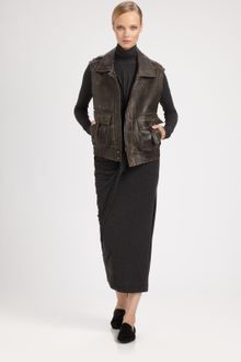 Donna Karan New York Leather Motorcycle Vest - Lyst