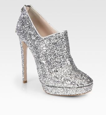Miu Miu Glittercoated Platform Ankle Boots - Lyst