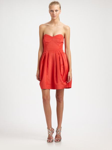 Shoshanna Strapless Dress in Pink (gold) - Lyst