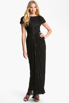 Tadashi Shoji Sequin Ruched Mesh Gown - Lyst