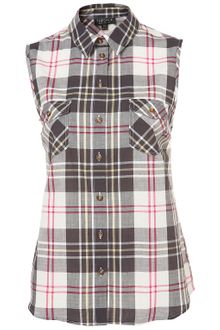 Topshop Sleeveless Check Shirt - Lyst