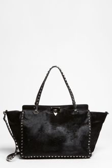 Valentino So Noir Rockstud Calf Hair Shopper - Lyst