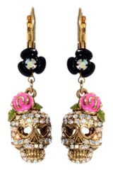 Betsey Johnson Crystal Skull and Flower Drops