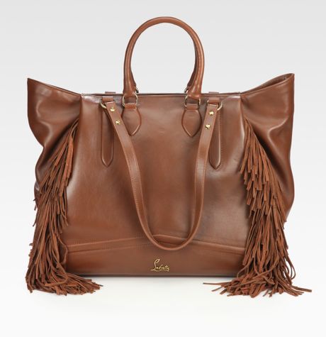 Christian Louboutin Justine Fringed Tote in Brown (tan) - Lyst