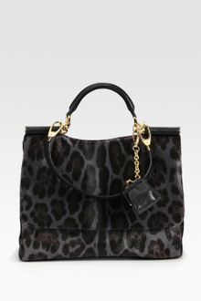 Dolce & Gabbana Miss Soft Sicily Leopard Print Hair Calf Satchel - Lyst