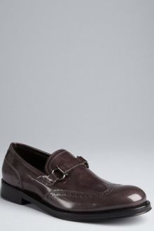 Ferragamo Grey Patent Leather Barney Wingtip Loafers - Lyst