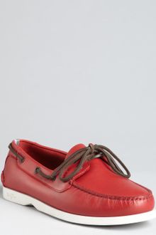 Ferragamo Ferragamo World Ruby Leather Boat Boatstitched Loafers - Lyst