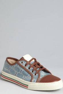 Gucci Blue Gg Denim and Leather California Low Cap Toe Sneakers - Lyst