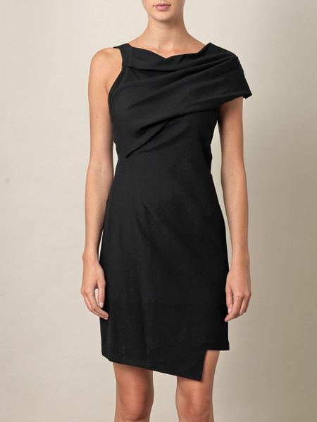 Helmut Lang Pixel Leather Detail Dress in Black - Lyst