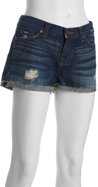 J Brand Indigo Distressed Denim Frayed Cuff Shorts - Lyst