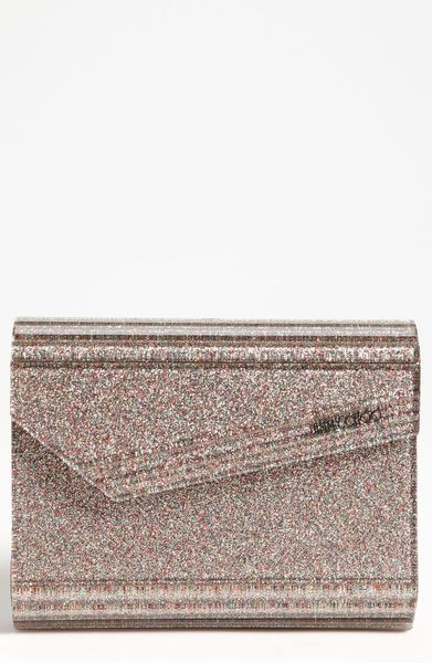 Jimmy Choo Glitter Clutch in Silver (multi) - Lyst