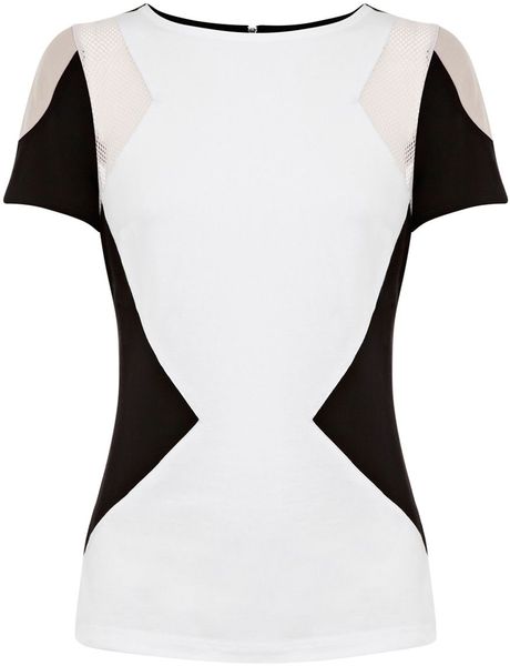 Karen Millen Colourblock Mesh and Jer in White (multi-coloured) - Lyst