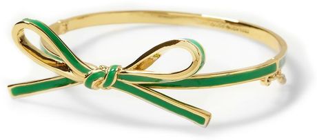 Kate Spade Skinny Mini Bow Bangle in Green - Lyst