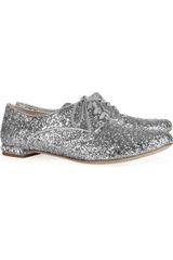 Miu Miu Glitterfinished Leather Brogues