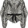 Roberto Cavalli Printed Silk Chiffon Top in Gray (white) - Lyst
