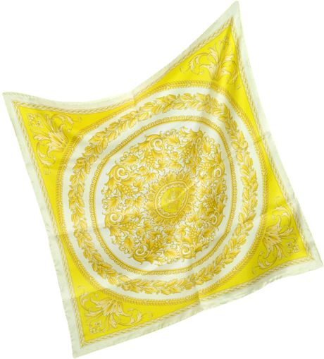 Versace Floral Silk Square Scarf in Yellow (floral) - Lyst
