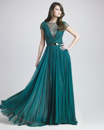Elie Saab Lattice Chiffon Gown - Lyst
