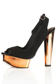 Letitia Letitia Metallic Peep Sandals - Lyst