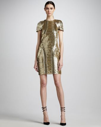 Monique Lhuillier Structured Sequin Dress - Lyst