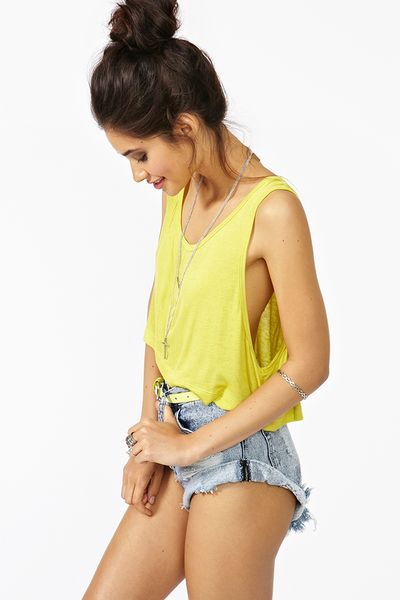 Nasty Gal Scoop Crop Tank in Yellow (chartreuse) - Lyst